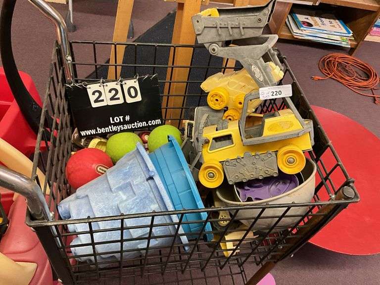 OUTDOOR LITTLE TIKES BALLS, TONKA TOYS, POLY BUCKETS