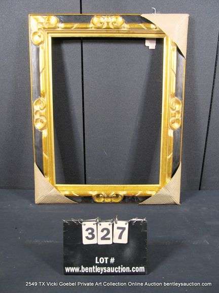 GOLD & BLACK PAINTED, CARVED WOODEN FRAME 24 X 30