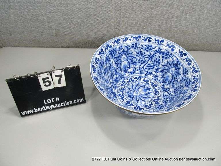 LARGE LOTUS LEAF METAL BANDED RIM & FOOT CERAMIC VASE (14 3/4" X 6 1/2")