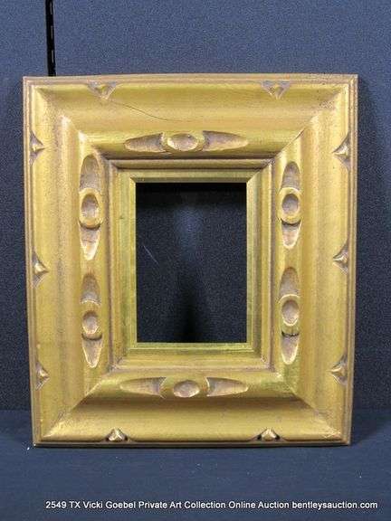 GOLD PAINTED, CARVED WOODEN FRAME 13 X 15