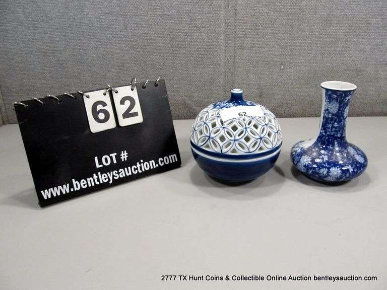 LOT: CERAMIC VASE & POTPOURRI BOWL