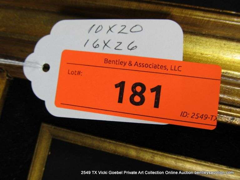 GOLD PAINTED, W/ BLACK VELVET INLAY, CARVED WOODEN FRAME 16 X 26