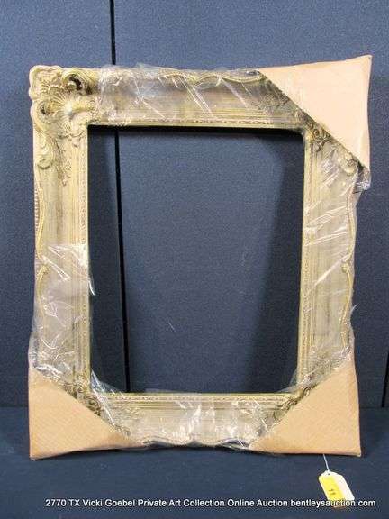 GOLD & BEIGE PAINTED, CARVED ORNATE WOODEN FRAME 23 X 27