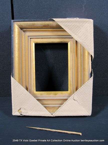 GOLD & BLACK PAINTED, CARVED WOODEN FRAME 10 X 12