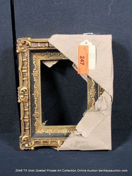 GOLD & BLACK PAINTED, CARVED ORNATE WOODEN FRAME 9 X 11
