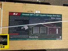 2025 KJ DOUBLE GARAGE STEEL BARN MODEL: K3325G, 33' X 25', 2 CRATES