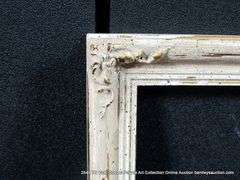 WHITE-WASHED, W/ GOLD ACCENTS, CARVED ORNATE WOODEN FRAME 8 X 11