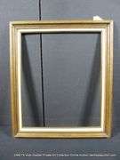 STAINED WALNUT, W/ LINEN INLAY, CARVED WOODEN FRAME 14 X 16