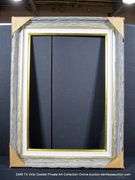 DARK DRIFTWOOD STYLE & PAINTED GOLD, W/ LINEN INLAY, WOODEN FRAME 35 X 47