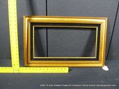GOLD PAINTED, W/ BLACK VELVET INLAY, CARVED WOODEN FRAME 16 X 26