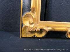 BLACK & GOLD PAINTED, CARVED ORNATE WOODEN FRAME 22 X 26