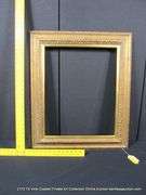 GOLD PAINTED W/ RED ACCENTS, CARVED WOODEN FRAME 25 X 29