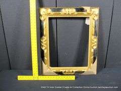 BLACK & GOLD PAINTED, CARVED ORNATE WOODEN FRAME 23 X 27