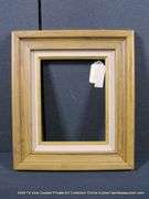 OAK STAINED, W/ GRAY/CREAM VELVET & PAINTED GOLD INLAY, CARVED WOODEN FRAME 14 X 16
