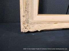 GRAY/BEIGE-WASHED, W/ GOLD ACCENTS, & W/ LINEN INLAY, CARVED ORNATE WOODEN FRAME 30 X 40