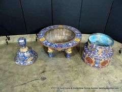 GIANT CLOISONNE CENSER, 3 PCS, 50"T X 29.5"W