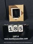 WALNUT STAINED, W/ LINEN & BLACK PAINTED INLAY, WOODEN FRAME 8 X 9