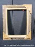 DARK DRIFTWOOD STYLE, W/ LINEN & GOLD INLAY, WOODEN FRAME 27 X 33