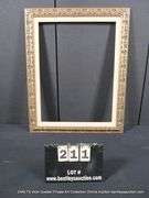 SILVER PAINTED W/ RED ACCENTS, & W/ LINEN INLAY CARVED ORNATE WOODEN FRAME 23 X 29