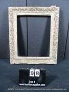GRAY-WASHED, CARVED ORNATE WOODEN FRAME 25 X 29