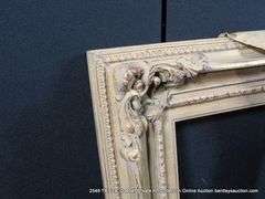 GOLD & BEIGE PAINTED, CARVED ORNATE WOODEN FRAME 17 X 19