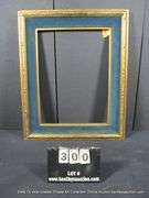 GOLD/BRONZE PAINTED, W/ DARK BLUE VELVET INLAY, CARVED WOODEN FRAME 26 X 32