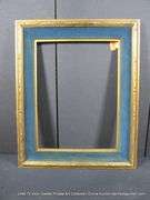 GOLD/BRONZE PAINTED, W/ DARK BLUE VELVET INLAY, CARVED WOODEN FRAME 26 X 32