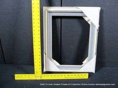 CREAM & BLUE/GRAY PAINTED, CARVED WOODEN FRAME 17 X 21