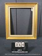 GOLD PAINTED, W/ LINEN INLAY, CARVED WOODEN FRAME 23 X 31