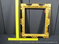 GOLD & BLACK PAINTED, CARVED ORNATE WOODEN FRAME 23 X 27