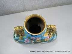 ANTIQE CLOISONNE MOON FLASK (14 1/2" X 10 7/8"), METAL/ENAMEL
