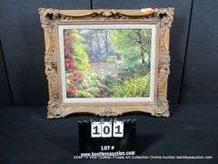 GARDEN SCENE W/ SWAN 24 X 28