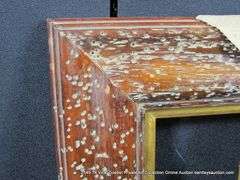 DARK OAK-STAINED, W/ GOLD PAINTED INLAY, CARVED WOODEN FRAME 14 X 16
