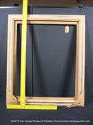 WHITE & GOLD-WASHED, W/ UNPAINTED WOOD, CARVED WOODEN FRAME 35 X 42