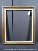 STAINED WALNUT, W/ LINEN INLAY, CARVED WOODEN FRAME 25 X 29