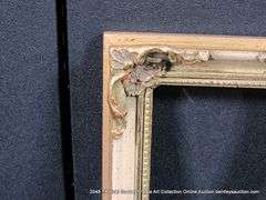 GOLD & WHITE PAINTED, W/ RED ACCENTS, CARCED ORNATE WOODEN FRAME 8 X 10