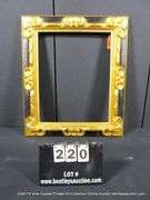 GOLD & BLACK PAINTED, CARVED ORNATE WOODEN FRAME 23 X 27