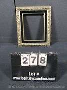 SILVER PAINTED, W/ BLACK VELVET INLAY, CARVED WOODEN FRAME 13 X 15
