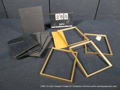 LOT 4 - GOLD METAL FRAMES, W/ BLACK STANDS 9 X 11