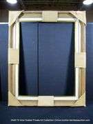 LIGHT BROWN PAINTED,W/ LINEN INLAY, GOLD ACCENTS, CARVED WOODEN FRAME 41 X 51