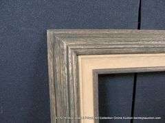 DARK DRIFTWOOD STYLE, W/ BEIGE VELVET INLAY, CARVED WOODEN FRAME 25 X 31