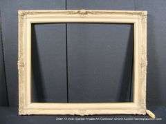 GRAY/BEIGE-WASHED, W/ GOLD ACCENTS, & W/ LINEN INLAY, CARVED ORNATE WOODEN FRAME 30 X 40