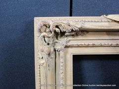 GOLD & BEIGE PAINTED, CARVED ORNATE WOODEN FRAME 17 X 19