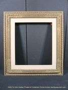 BRONZE PAINTED, W/ LINEN INLAY, CARVED ORNATE WOODEN FRAME 31 X 34