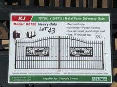 2025 KJ METAL FARM DRIVEWAY GATE - DEER MOTIF STYLE MODEL: K0720, 7' X 20'