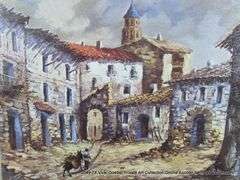 MAN & HORSE IN SPANISH VILLAGE