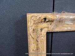 GOLD & BEIGE PAINTED, CARVED ORNATE WOODEN FRAME 23 X 27
