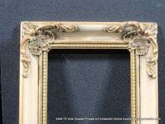 WHITE & GOLD PAINTED, W/ RED ACCENTS, CARVED ORNATE WOODEN FRAME 8 X 10