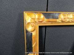 BLACK & GOLD PAINTED, CARVED ORNATE WOODEN FRAME 22 X 26