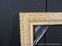 WHITE-WASHED & GOLD PAINTED, CARVED ORNATE WOODEN FRAME 27 X 31